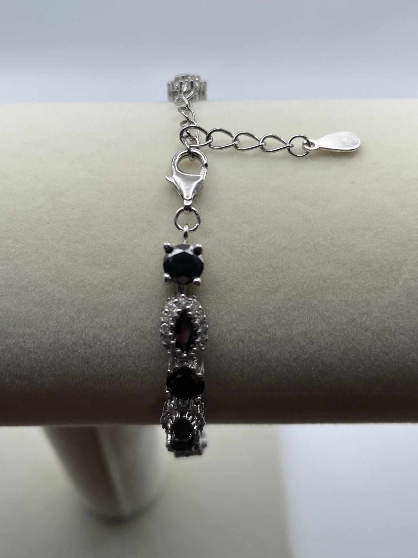 Sterling Silver Tennis Bracelet - Black Crystals