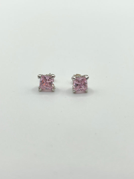 Sterling Silver Pink Crystal Earrings