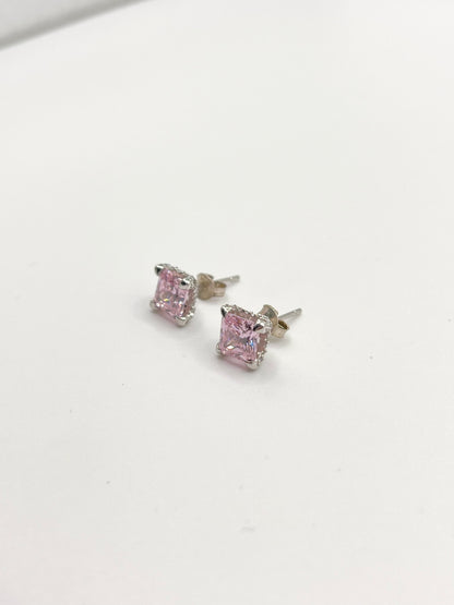 Sterling Silver Pink Crystal Earrings