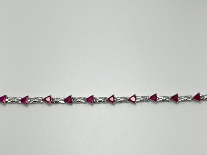 Sterling silver tennis bracelet with pink crystals