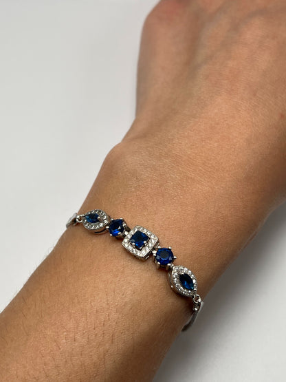 Sterling silver bracelet with blue crystals