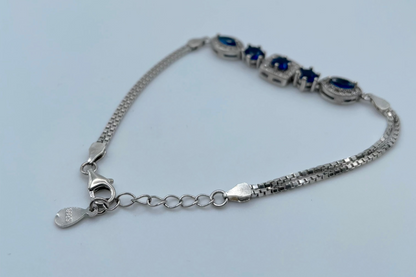 Sterling Silver Bracelet - Blue Crystals