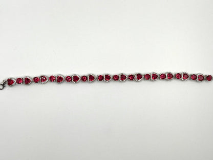 Sterling silver tennis bracelet with pink crystals