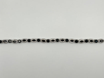 Sterling silver tennis bracelet with black and white crystals