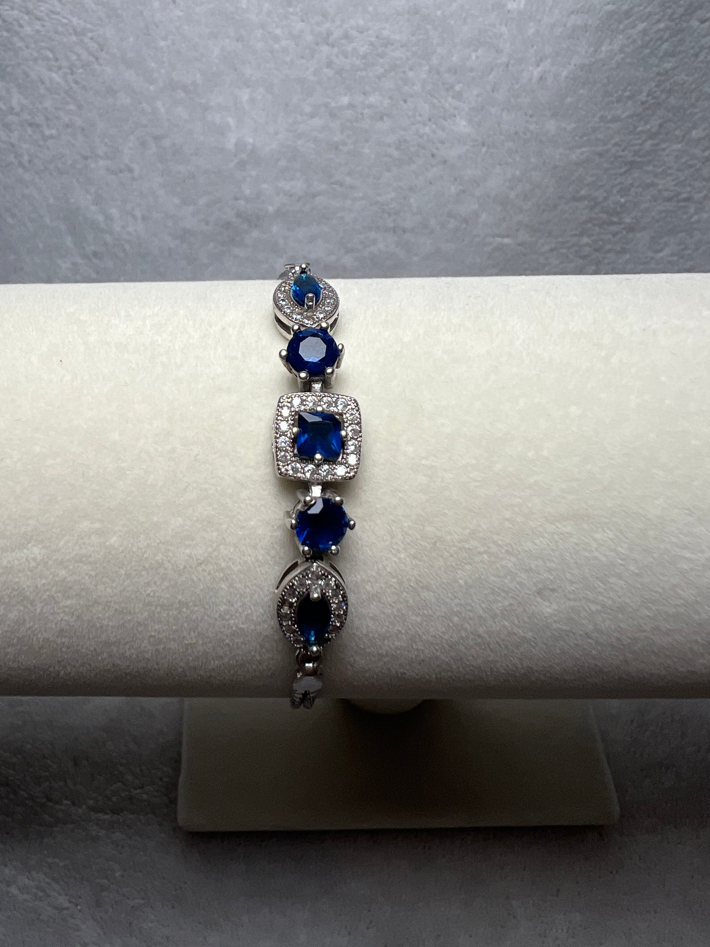 Sterling Silver Bracelet - Blue Crystals