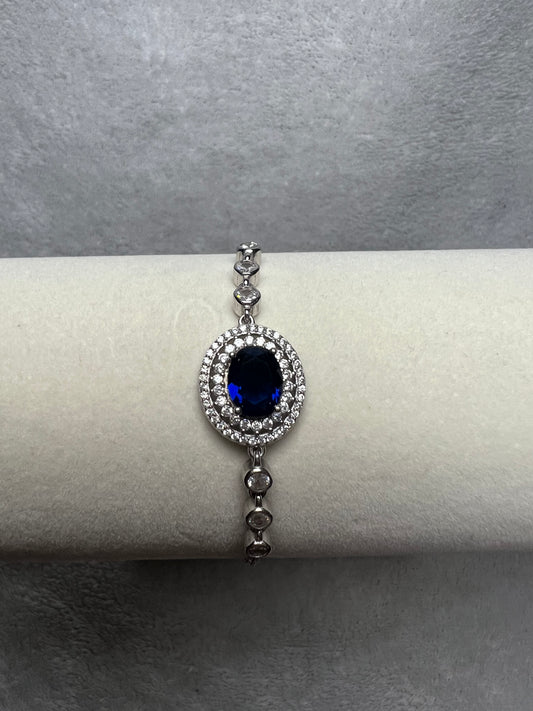 Sterling Silver Bracelet - Blue Crystal