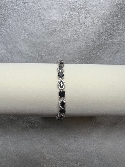 Sterling Silver Tennis Bracelet - Black Crystals