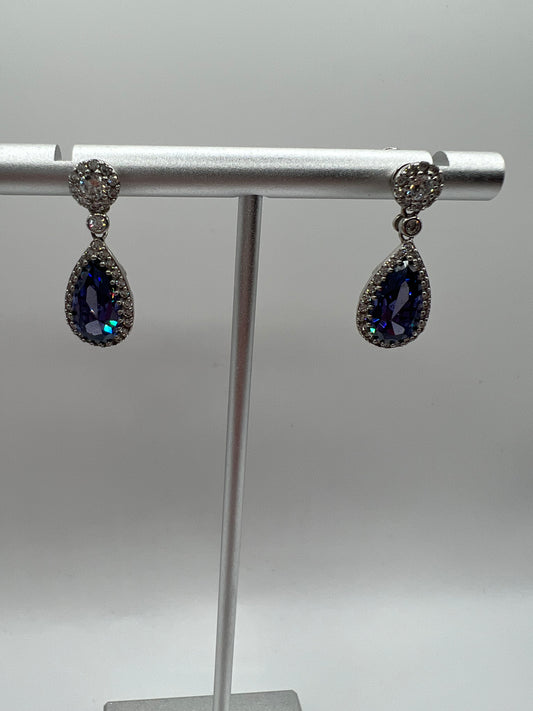 Sterling Silver Blue Crystal Earrings