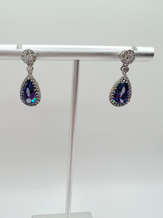 Sterling Silver Blue Crystal Earrings