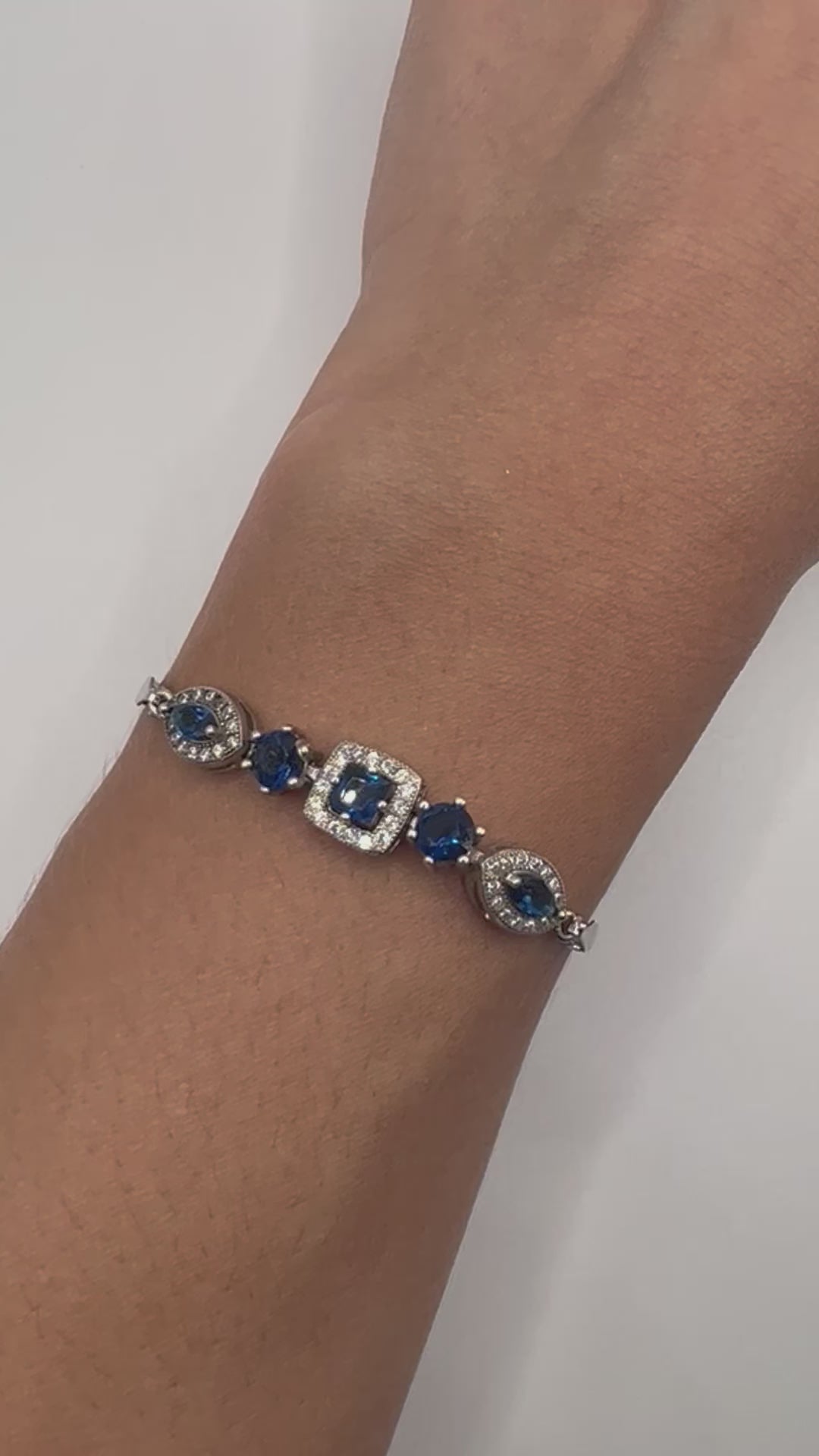 Sterling silver bracelet with blue crystals